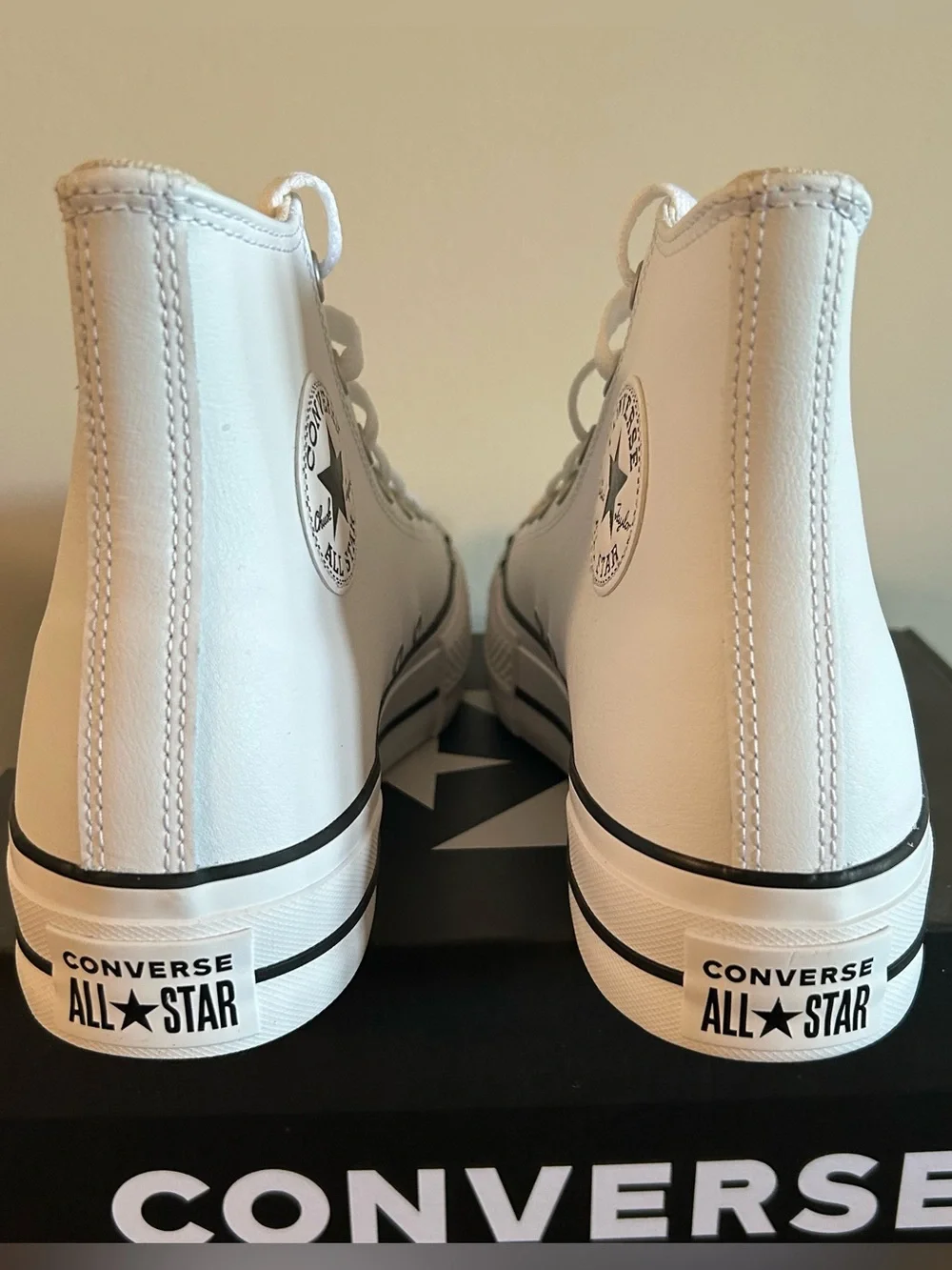 Converse AS high top platform white leather new, never worn, women’s 10 - Picture 3 of 5